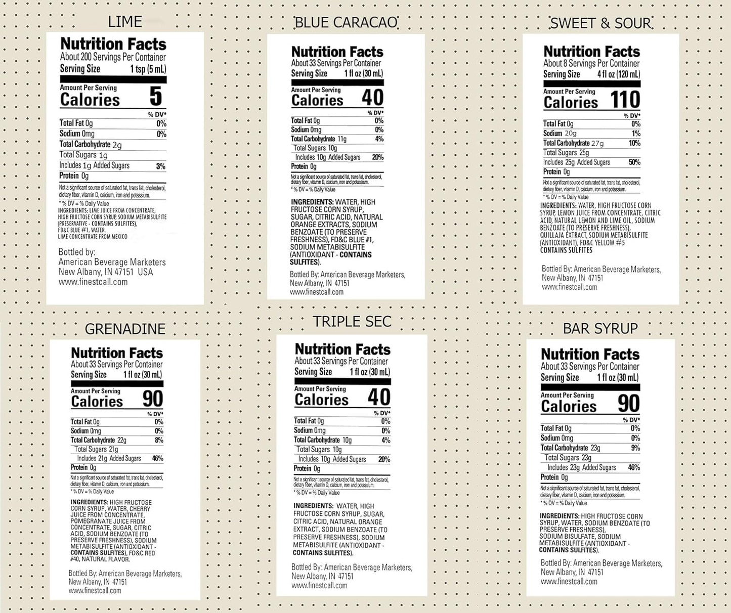 Finest Call Premium Bar Essentials Drink Mixes Variety, 1 Liter Bottles (33.8 Fl Oz), Pack of 6 Flavors
