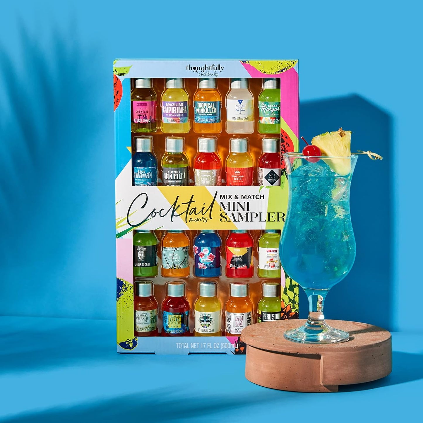 Thoughtfully Cocktails, Mix and Match Mini Sampler Cocktail Mixer Set, Vegan and Vegetarian, Tropical and Classic, Set of 20 (Contains NO Alcohol)