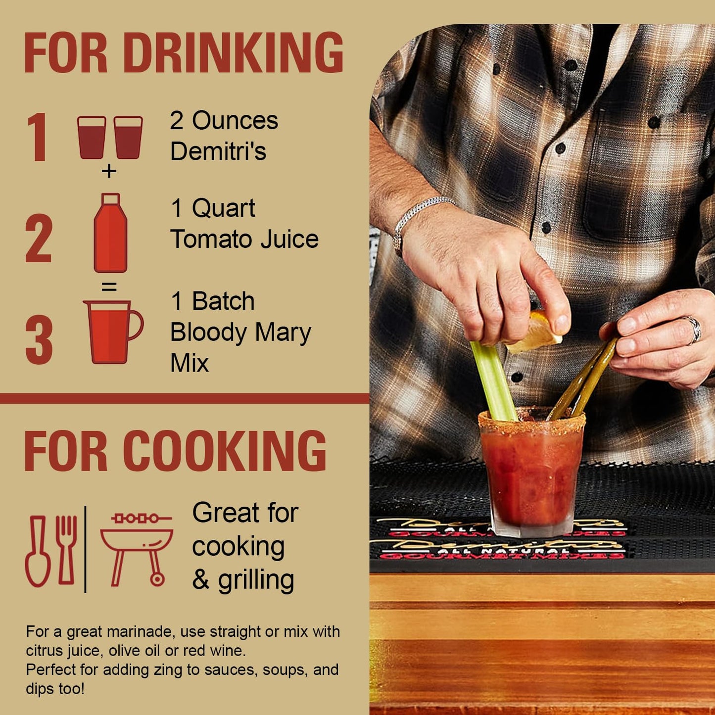 Demitri's Bloody Mary Seasoning Classic Recipe Mix & Chilies and Peppers Mix Bundle - Concentrated Drink Mixers - Perfect for Home Brunch Parties & Cocktails - 8oz Bottle (1 Unit Of Each)
